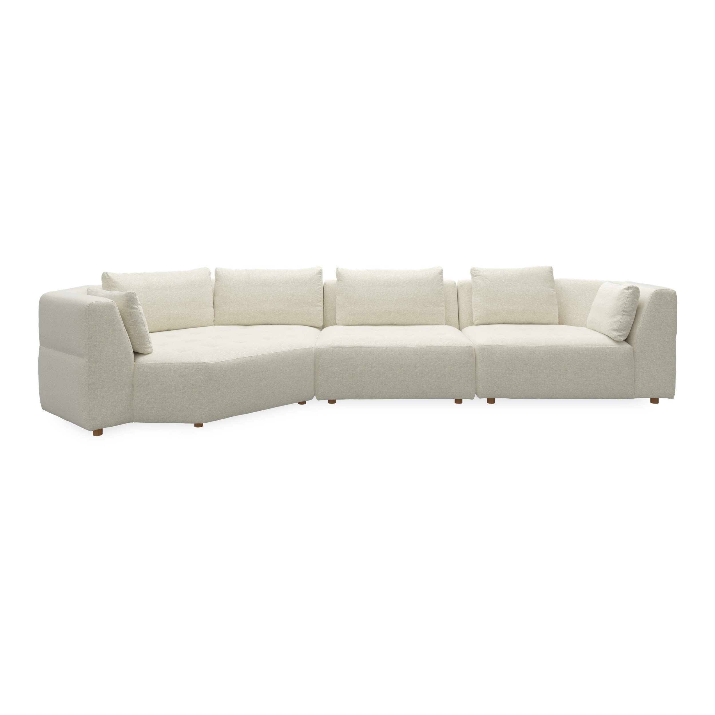 Walker vänstervänd soffa med divan - Caleido St. 2 beige textil, ben no . 173 natur ek och S: Kallskum R: Dun/Silikon