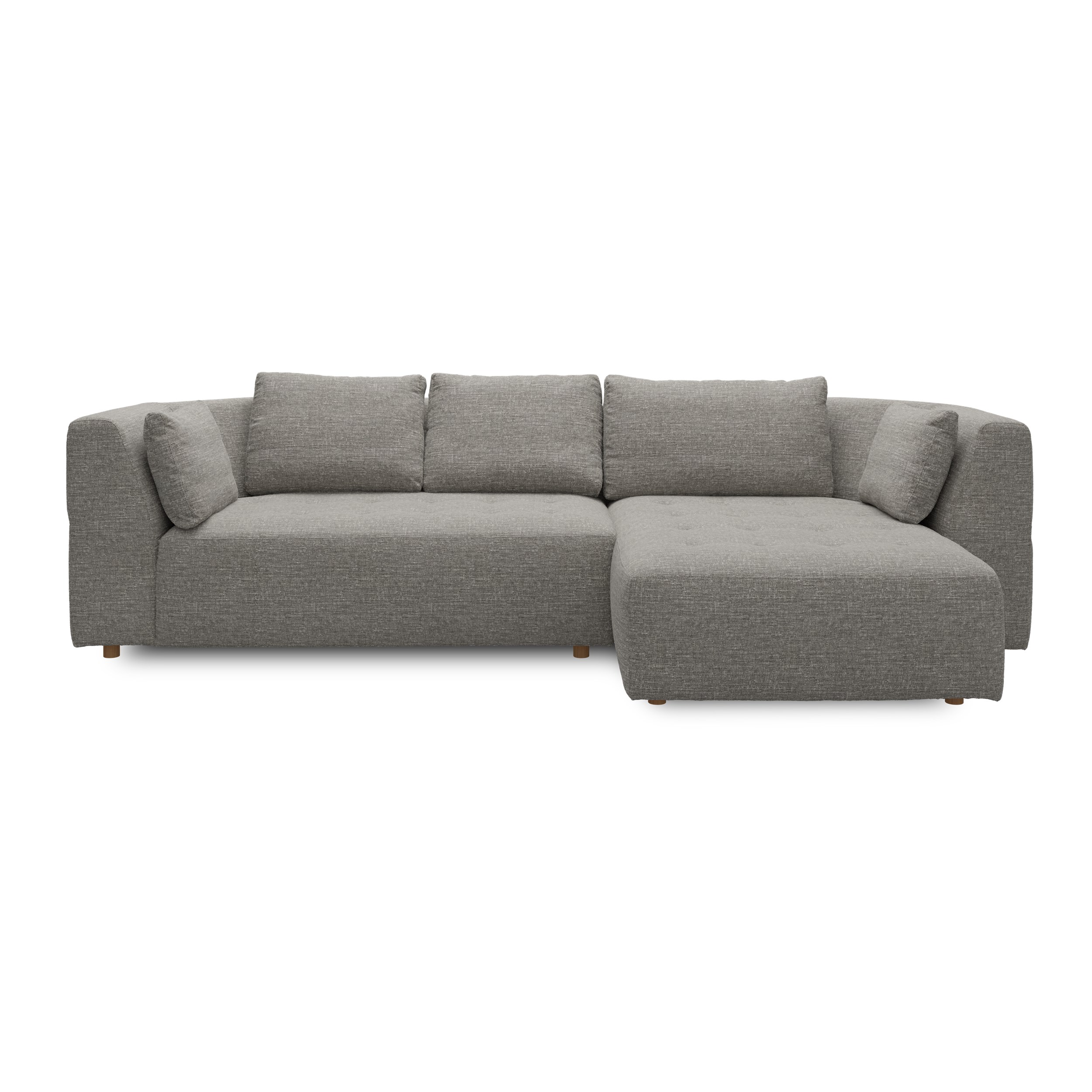 Walker högervänd soffa med schäslong - Caleido St. 11 grey-brown textil, ben no . 173 natur ek och S: Kallskum R: Dun/Silikon