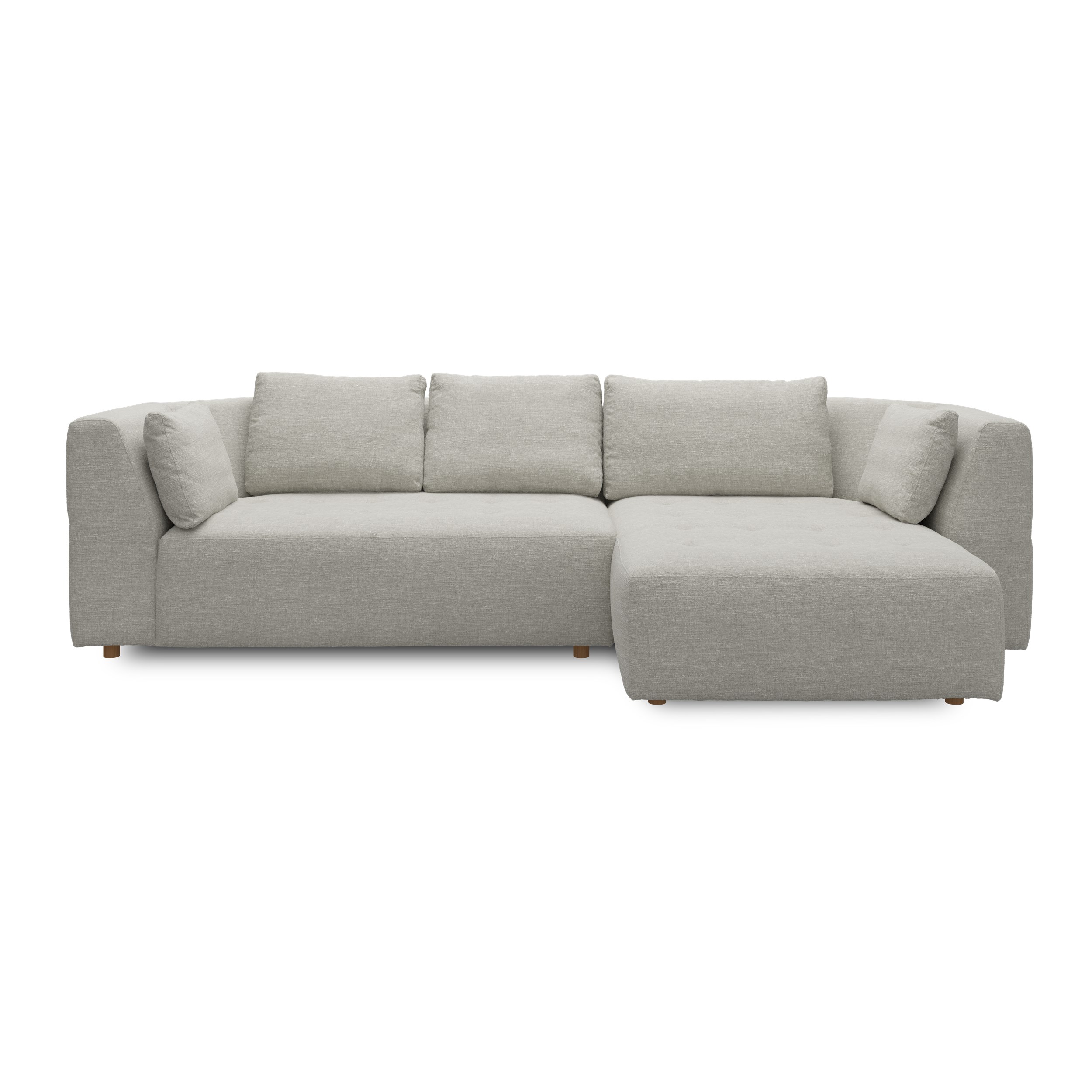 Walker högervänd soffa med schäslong - Caleido St. 12 grey-beige textil, ben no . 173 natur ek och S: Kallskum R: Dun/Silikon