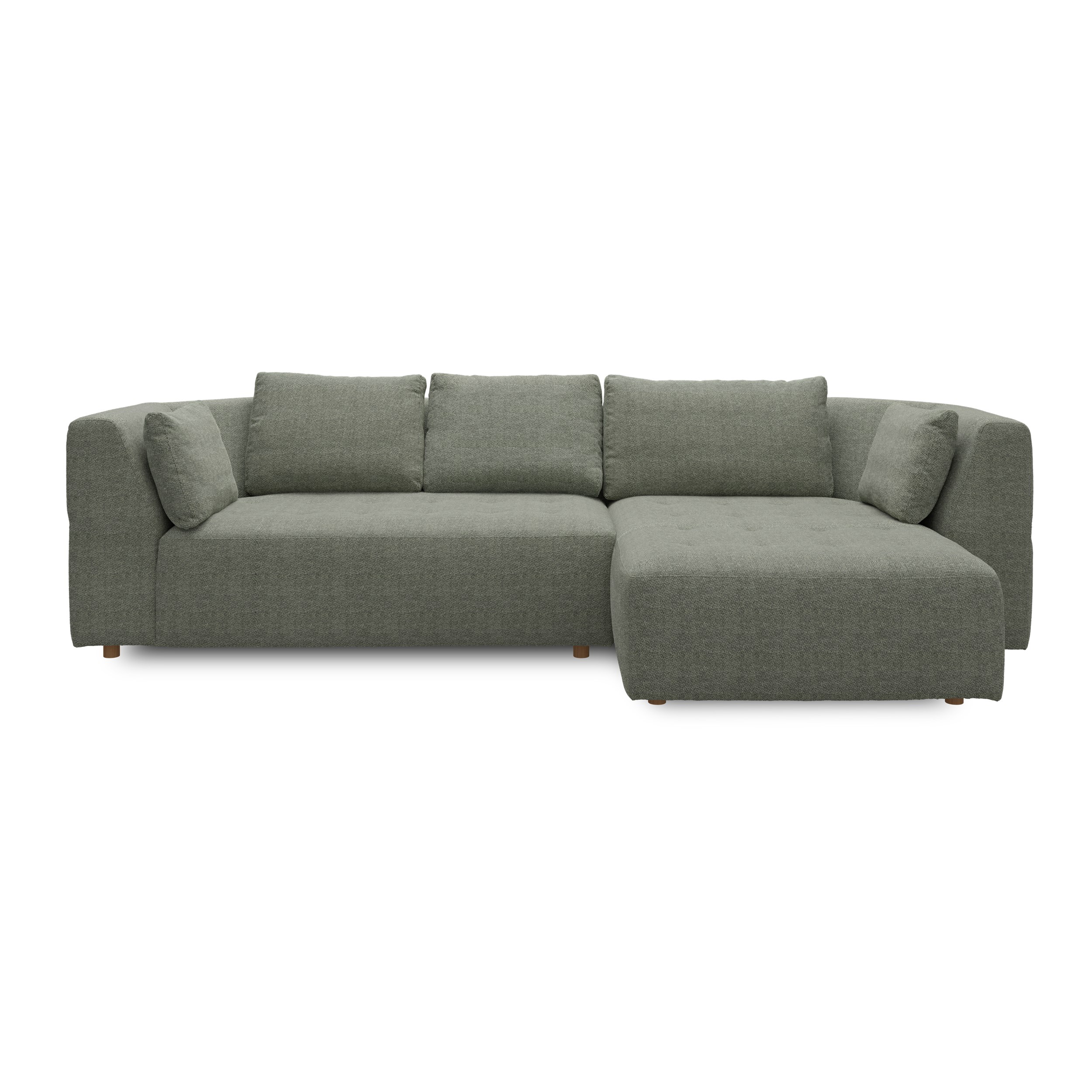 Walker högervänd soffa med schäslong - Stipa 9 Green textil, ben no . 173 natur ek och S: Kallskum R: Dun/Silikon