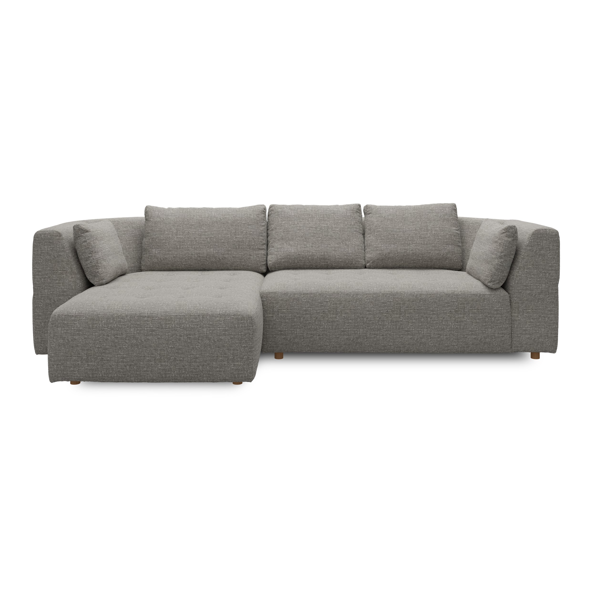 Walker vänstervänd soffa med schäslong - Caleido St. 11 grey-brown textil, ben no . 173 natur ek och S: Kallskum R: Dun/Silikon