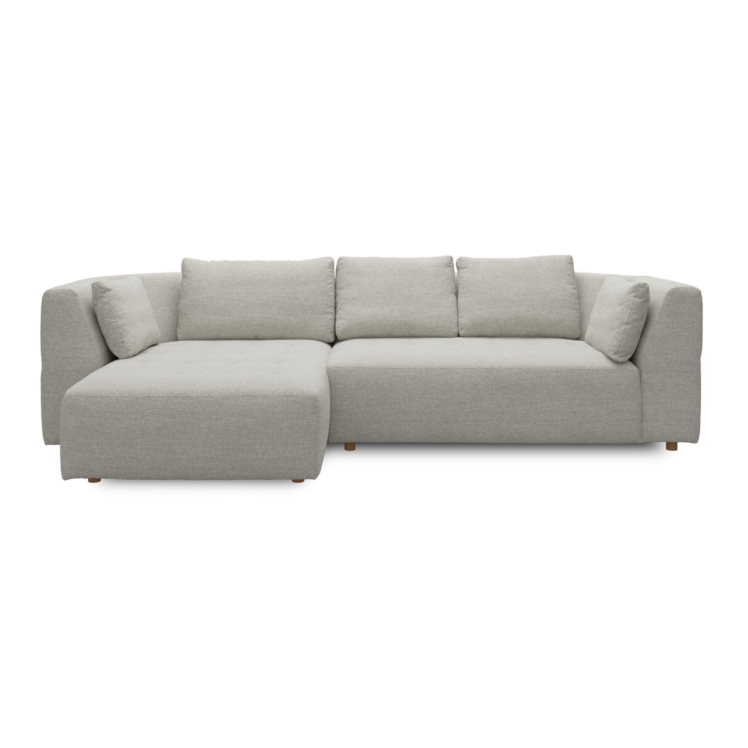 Walker vänstervänd soffa med schäslong - Caleido St. 12 grey-beige textil, ben no . 173 natur ek och S: Kallskum R: Dun/Silikon