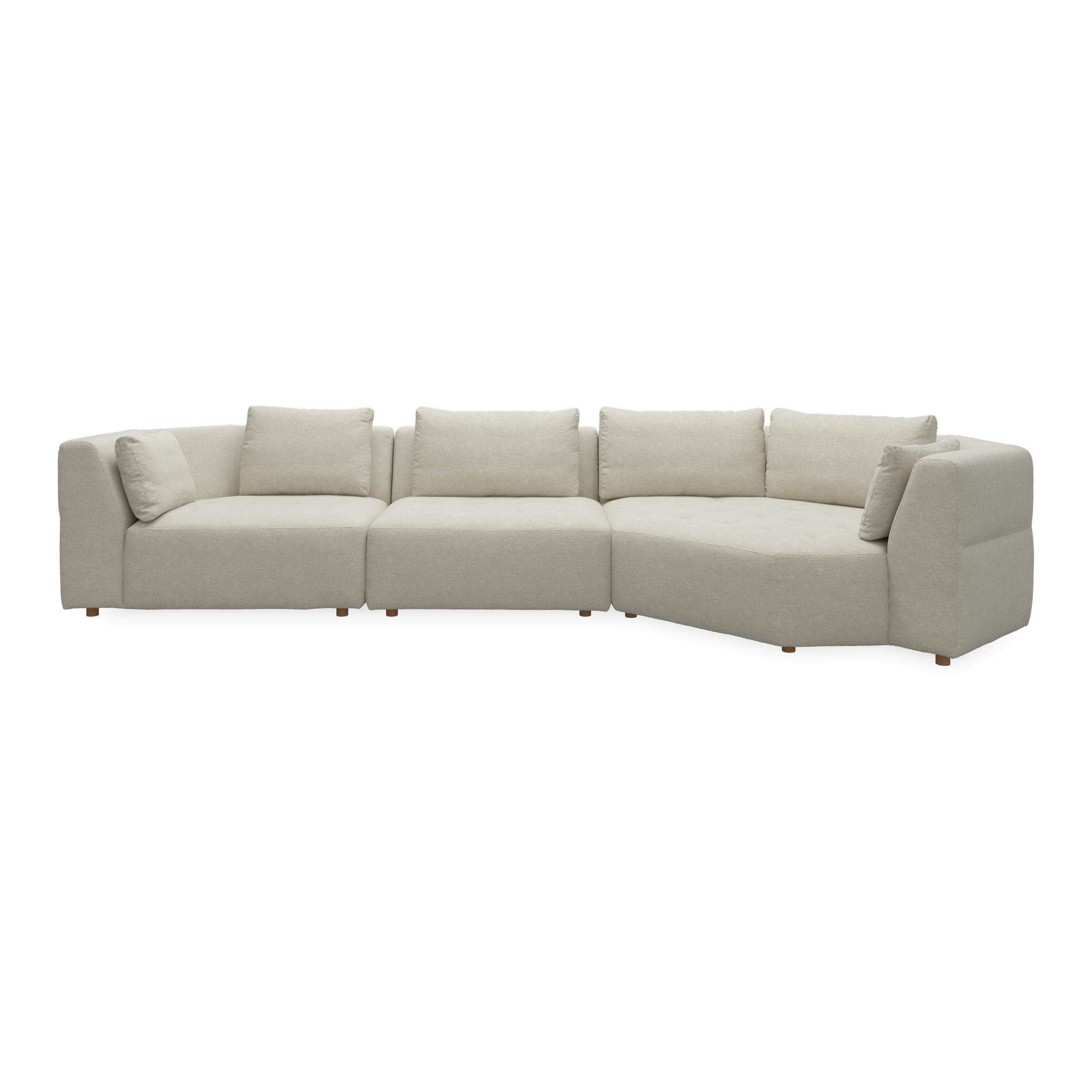 Walker högervänd soffa med divan - Caleido St. 1 natur textil, ben no . 173 natur ek och S: Kallskum R: Dun/Silikon