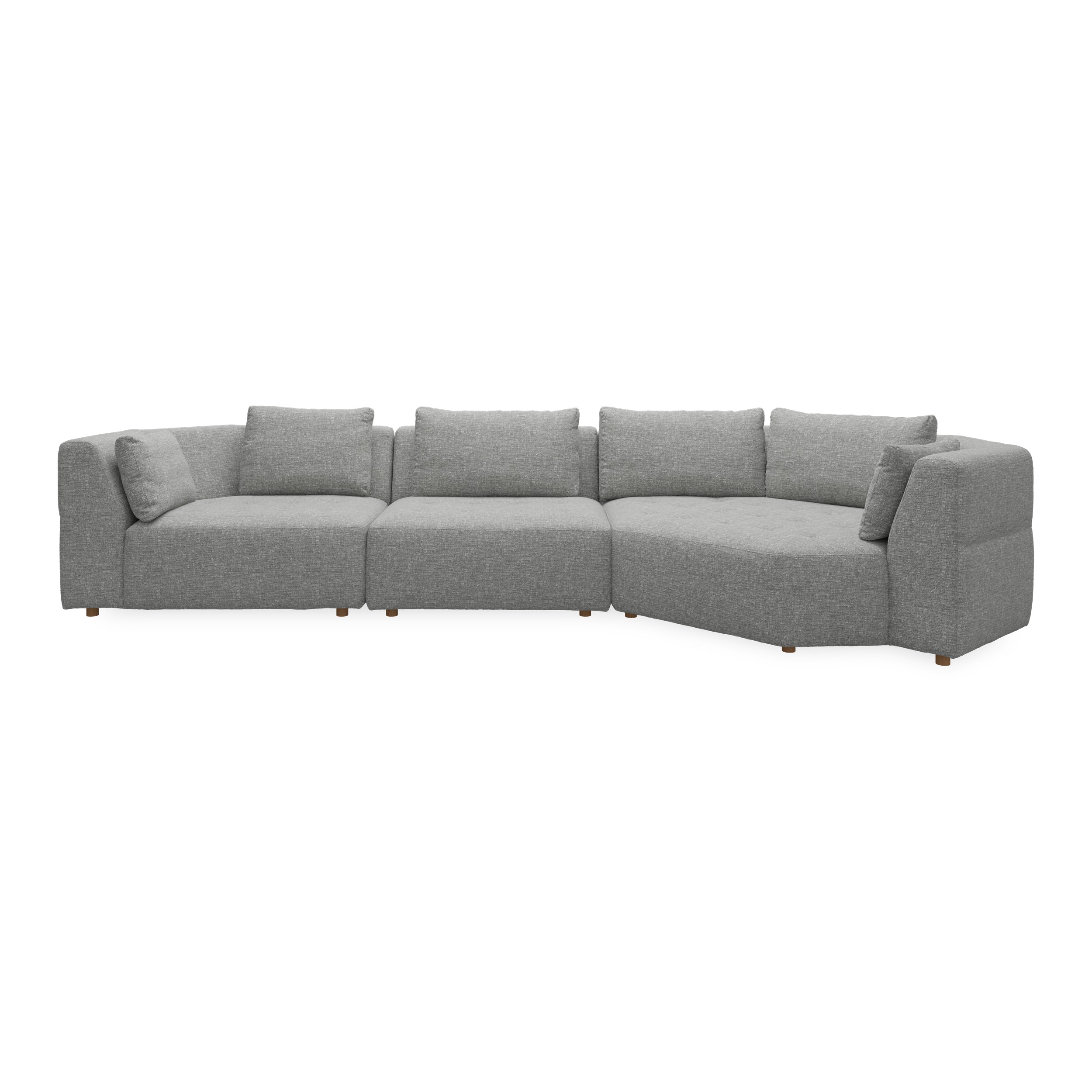 Walker högervänd soffa med divan - Caleido St. 10 steel textil, ben no . 173 natur ek och S: Kallskum R: Dun/Silikon