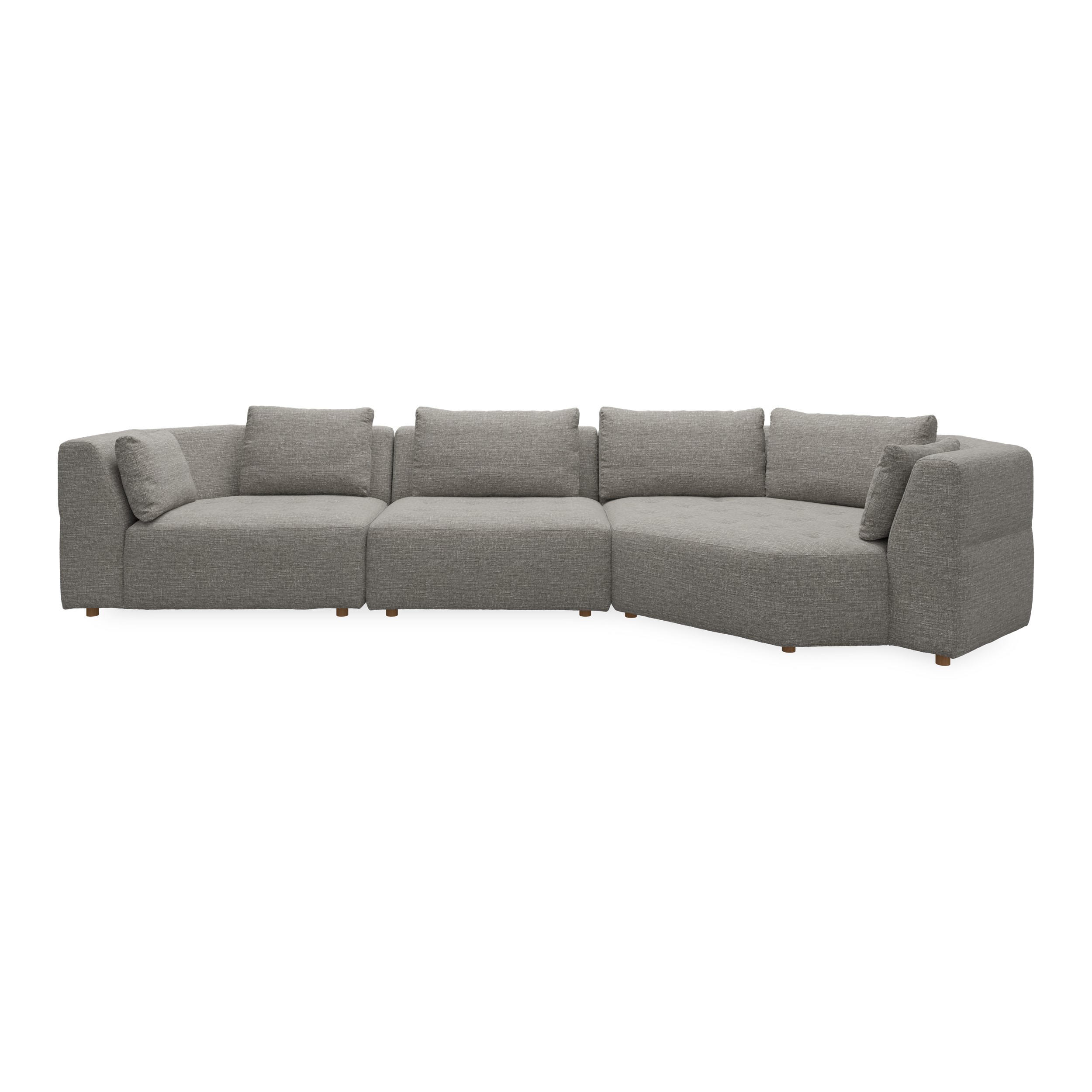 Walker högervänd soffa med divan - Caleido St. 11 grey-brown textil, ben no . 173 natur ek och S: Kallskum R: Dun/Silikon