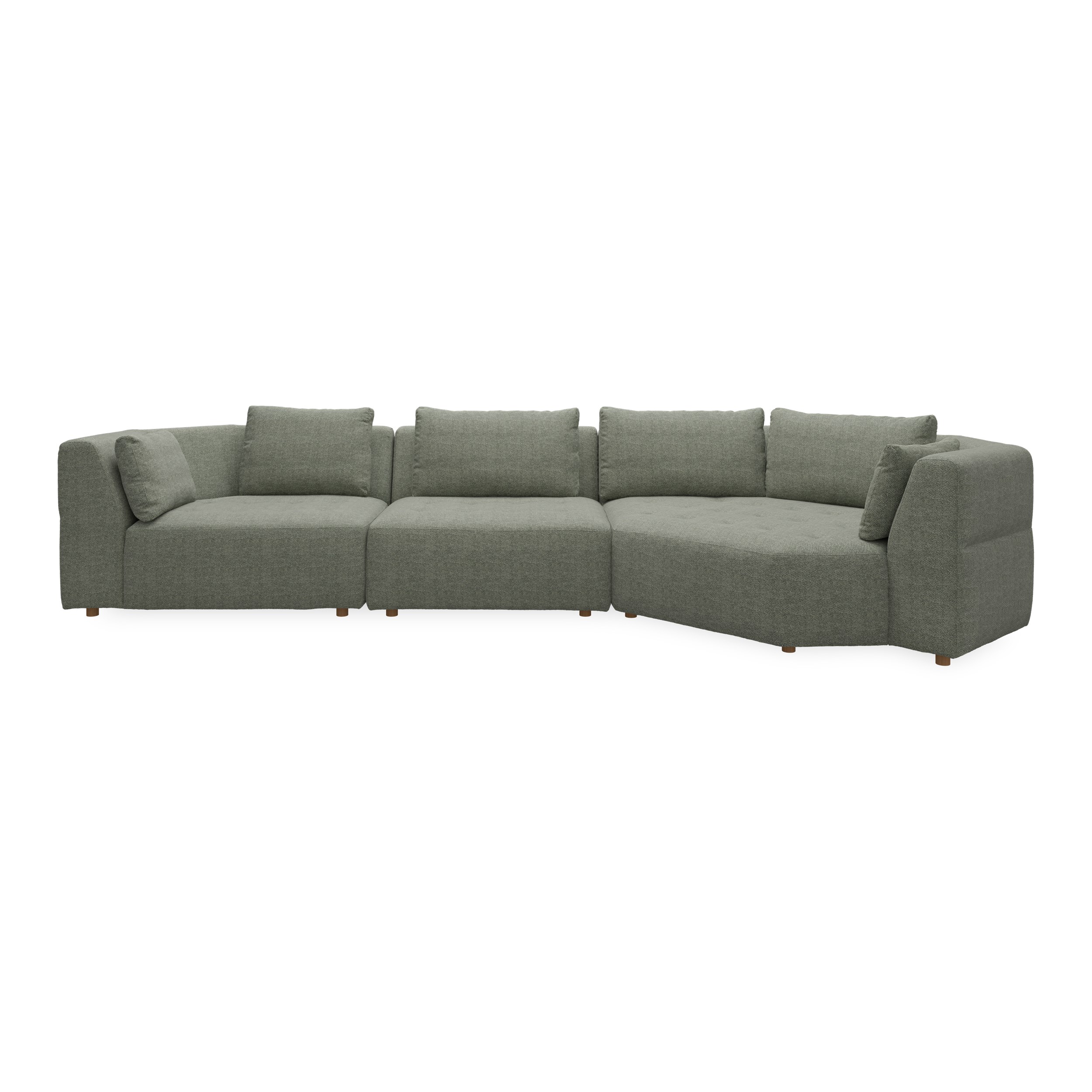 Walker högervänd soffa med divan - Stipa 9 Green textil, ben no . 173 natur ek och S: Kallskum R: Dun/Silikon
