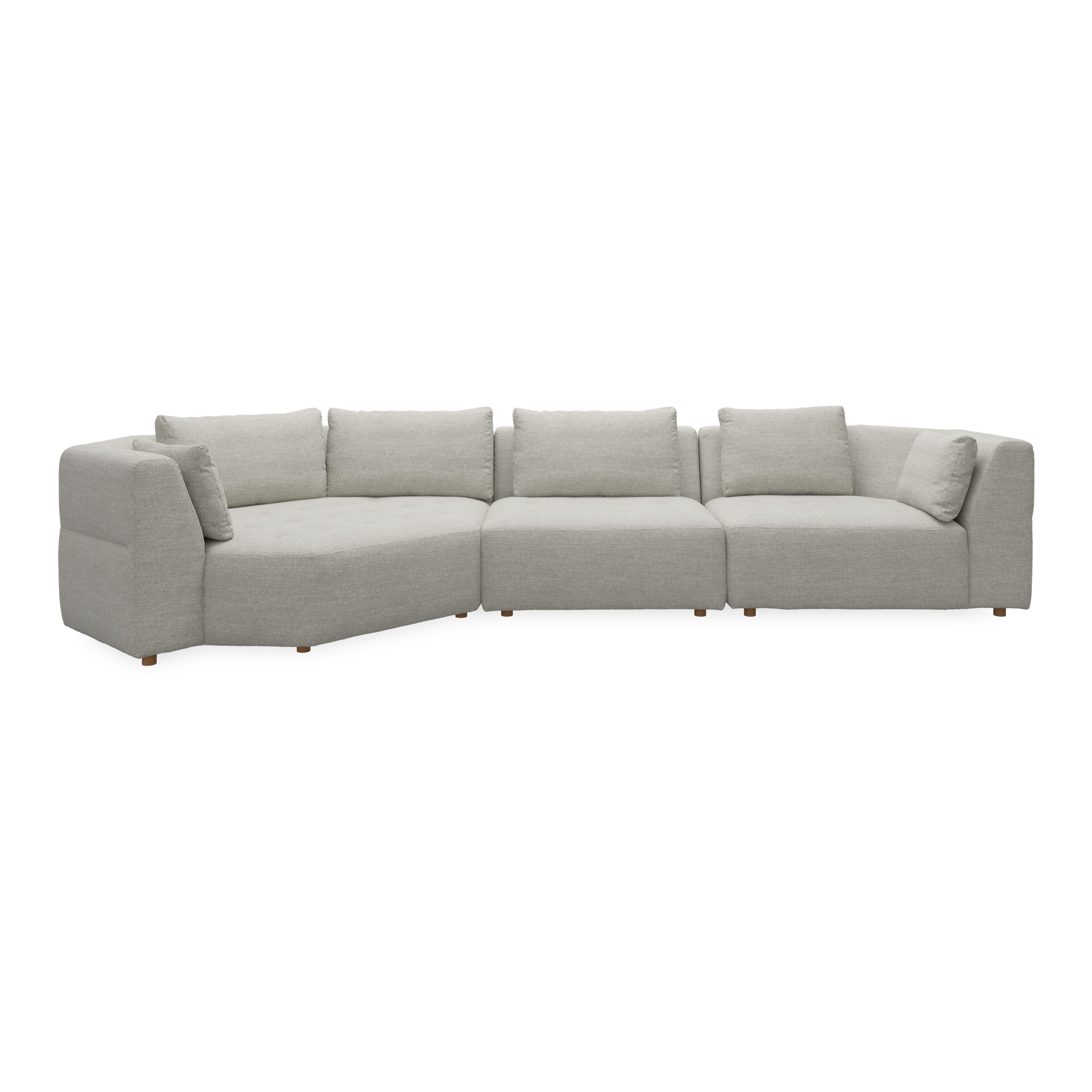 Walker vänstervänd soffa med divan - Caleido St. 12 grey-beige textil, ben no . 173 natur ek och S: Kallskum R: Dun/Silikon