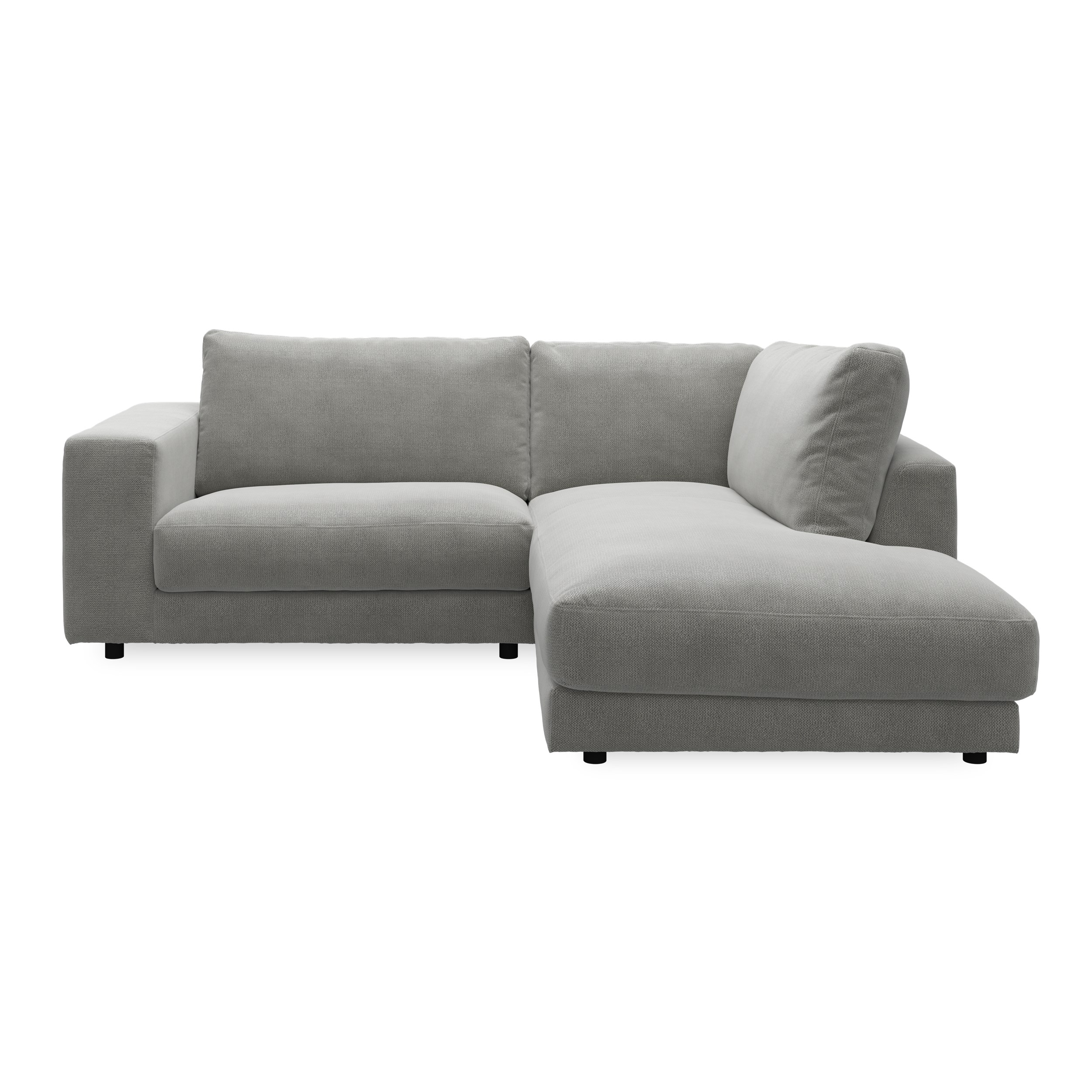 Bennent högervänd soffa med divan - Picasso Anthrazit klädsel, ben i svart plast och S:skum/fib/din/sili R:Dun/skum