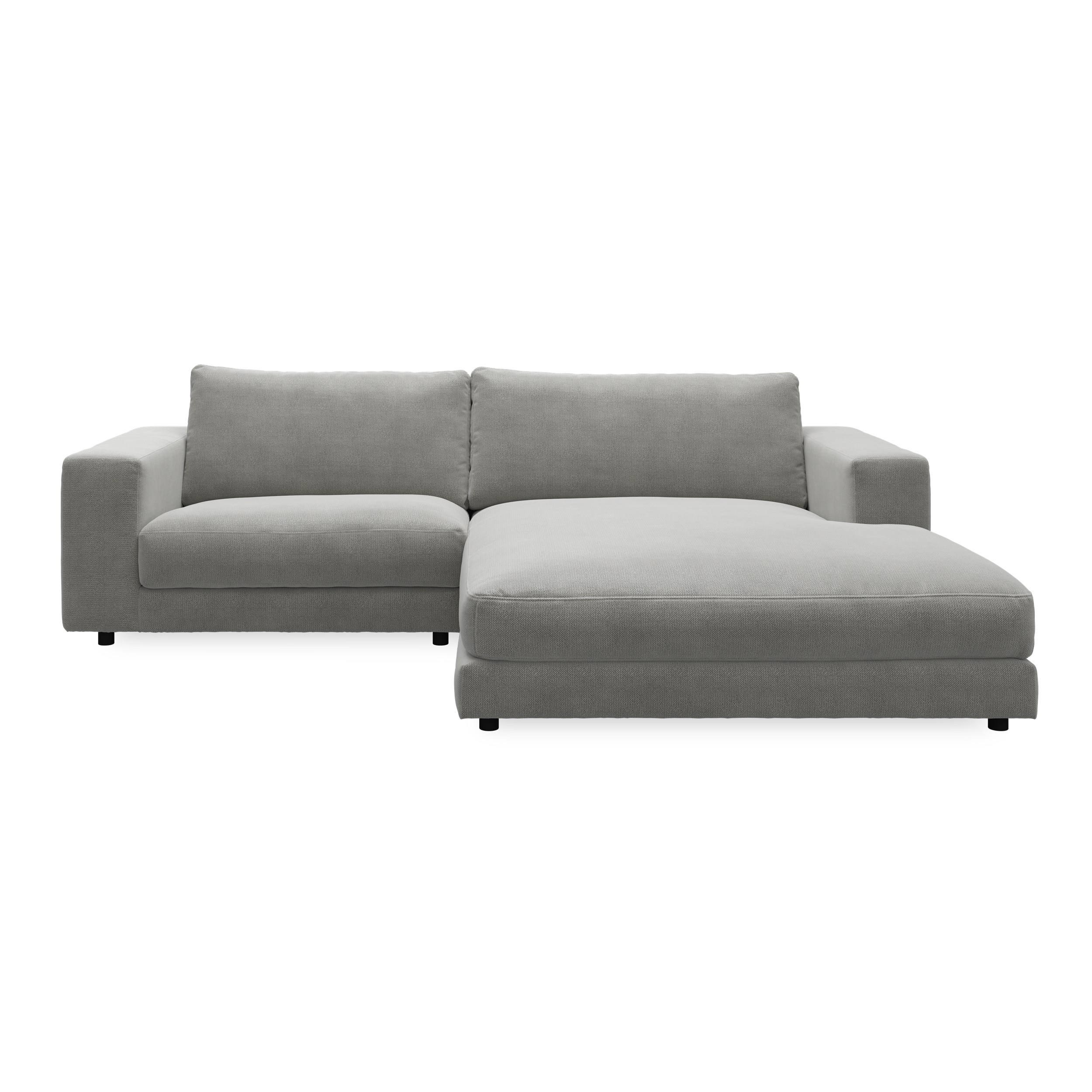Bennent högervänd soffa med schäslong - Picasso Anthrazit klädsel, ben i svart plast och S:skum/fib/din/sili R:Dun/skum