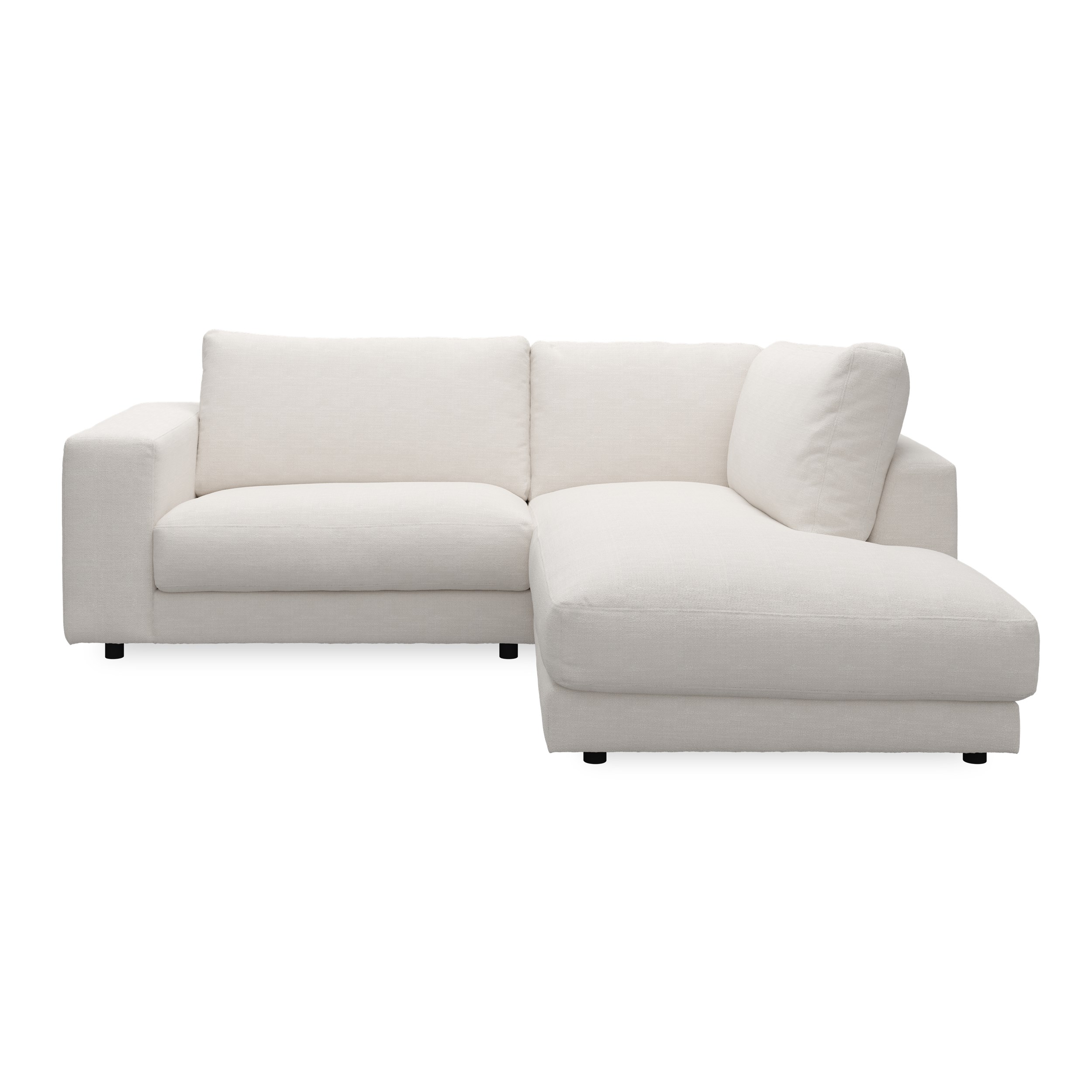 Bennent högervänd soffa med divan - Picasso Natur klädsel, ben i svart plast och S:skum/fib/din/sili R:Dun/skum