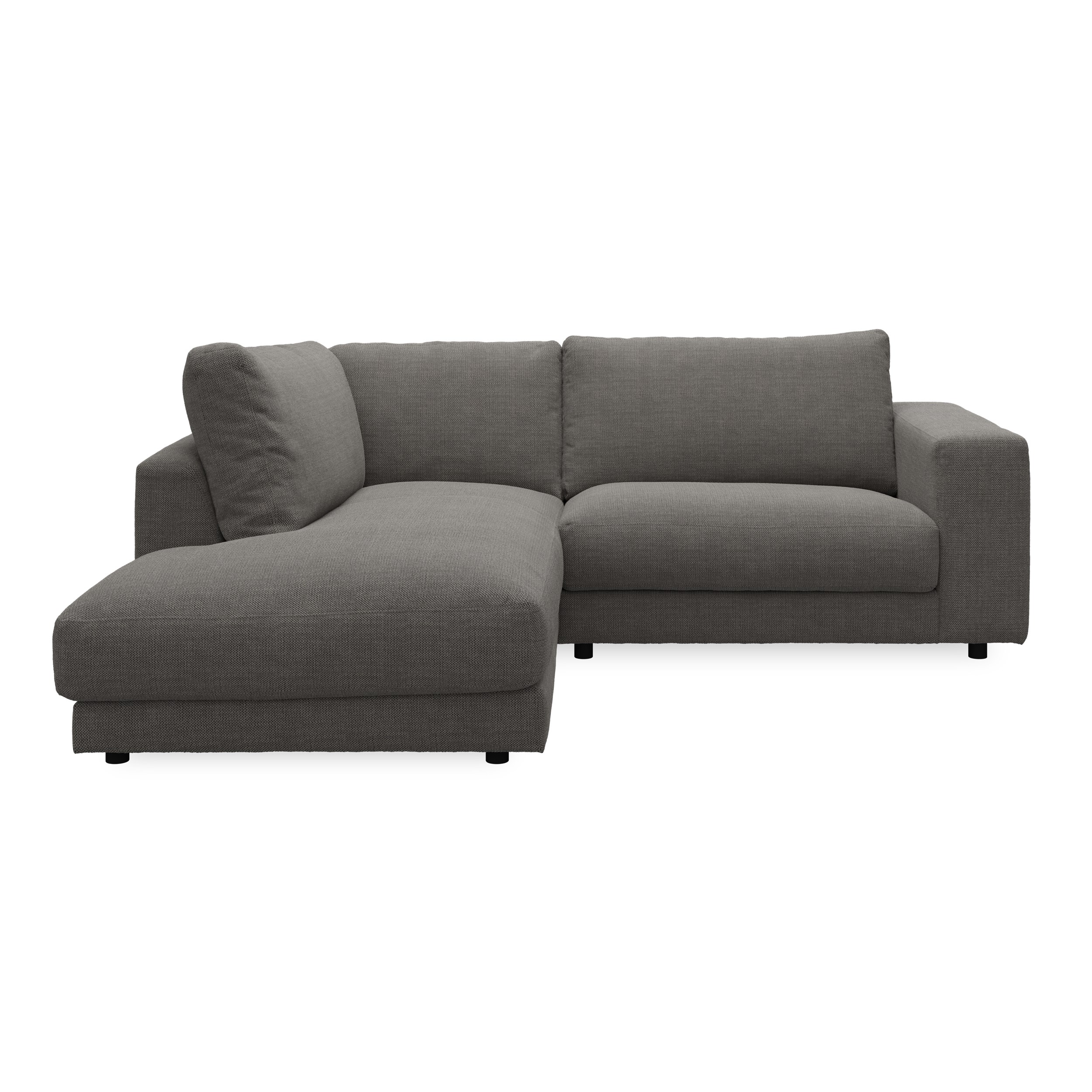 Bennent vänstervänd soffa med divan - Picasso Black klädsel, ben i svart plast och S:skum/fib/din/sili R:Dun/skum