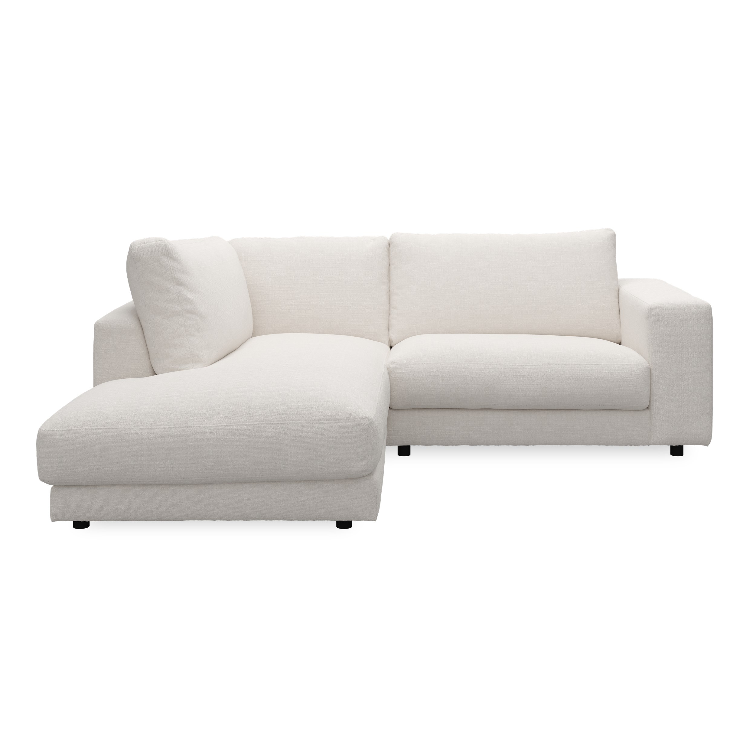 Bennent vänstervänd soffa med divan - Picasso Natur klädsel, ben i svart plast och S:skum/fib/din/sili R:Dun/skum