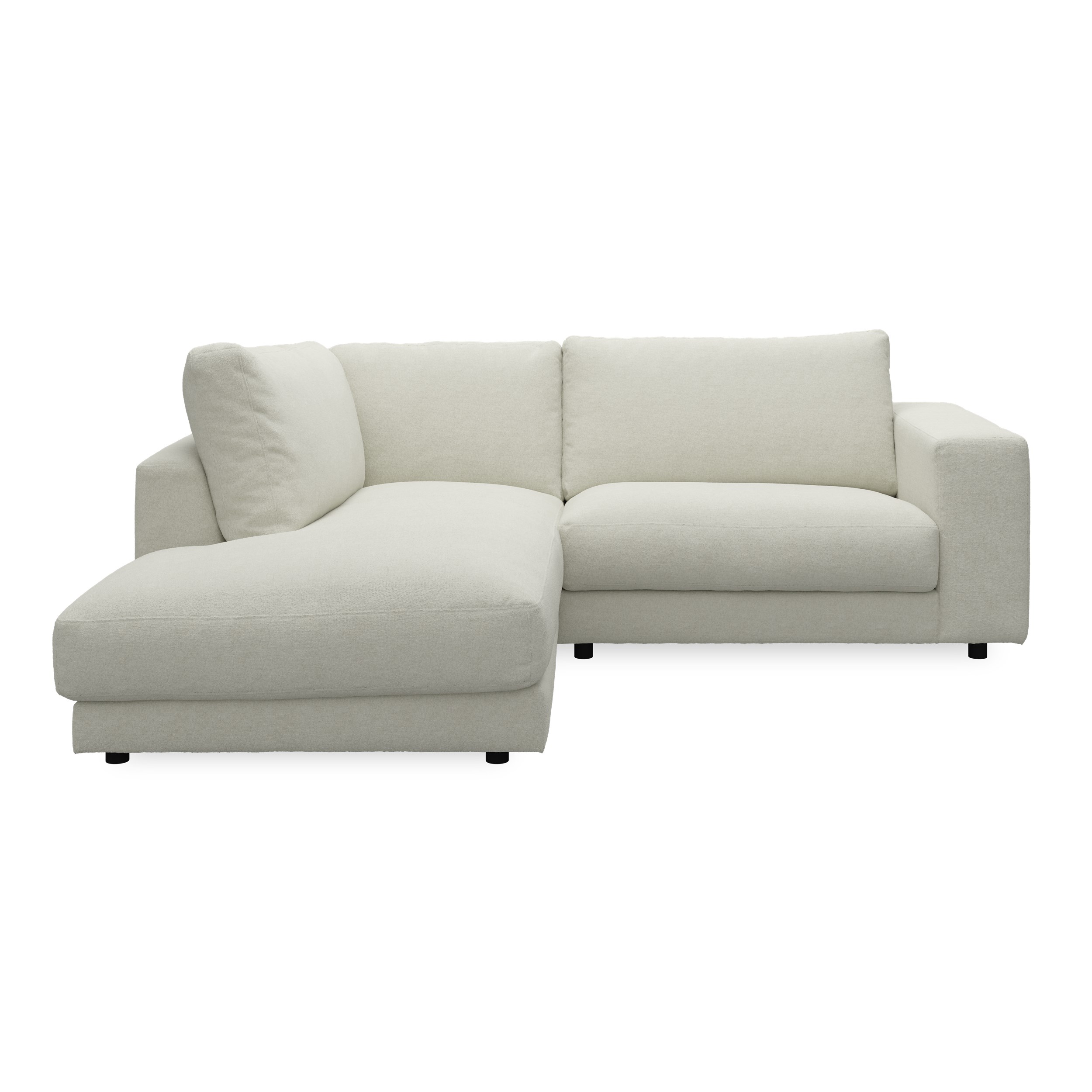 Bennent vänstervänd soffa med divan - Yelda Natur klädsel, ben i svart plast och S:skum/fib/din/sili R:Dun/skum