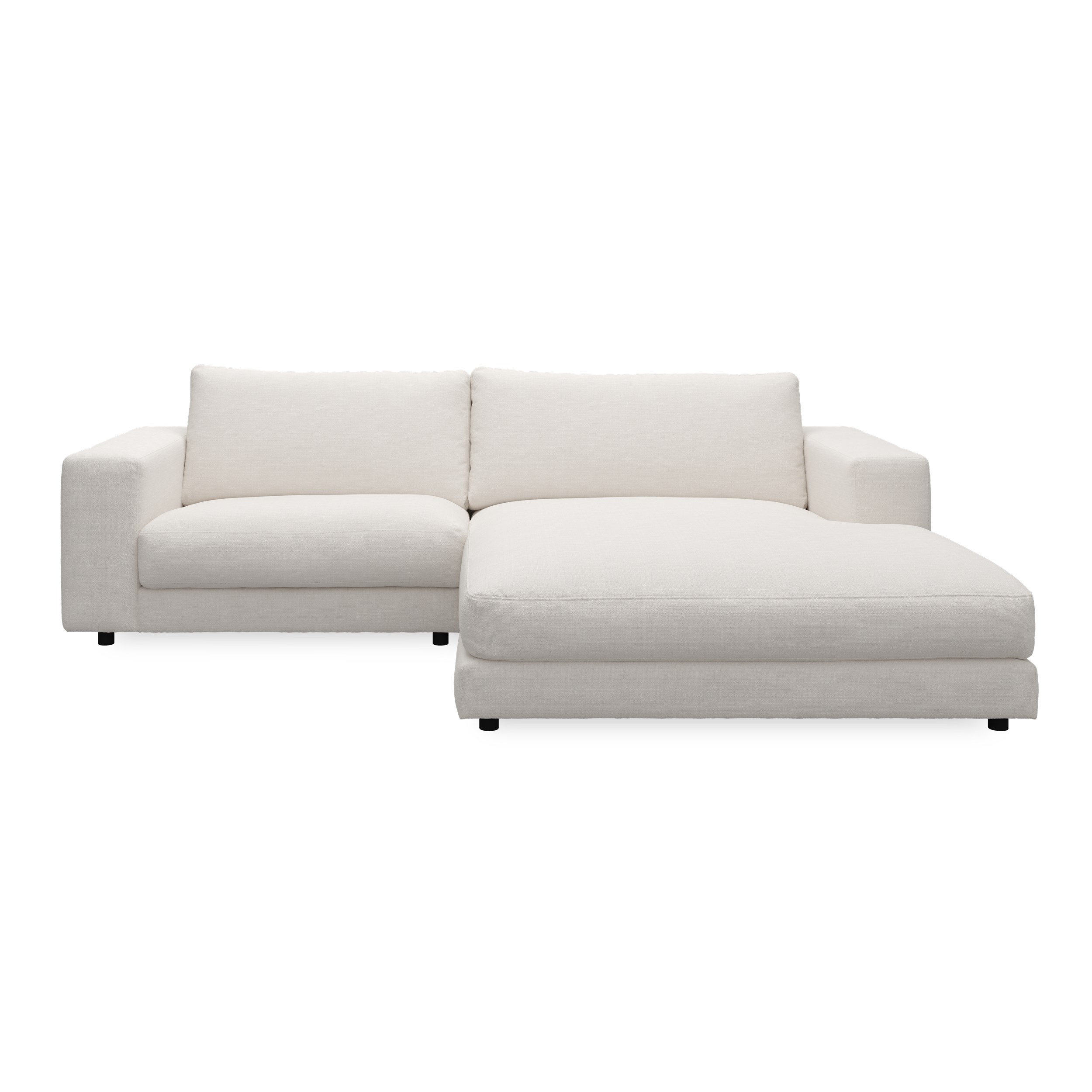 Bennent högervänd soffa med schäslong - Picasso Natur klädsel, ben i svart plast och S:skum/fib/din/sili R:Dun/skum