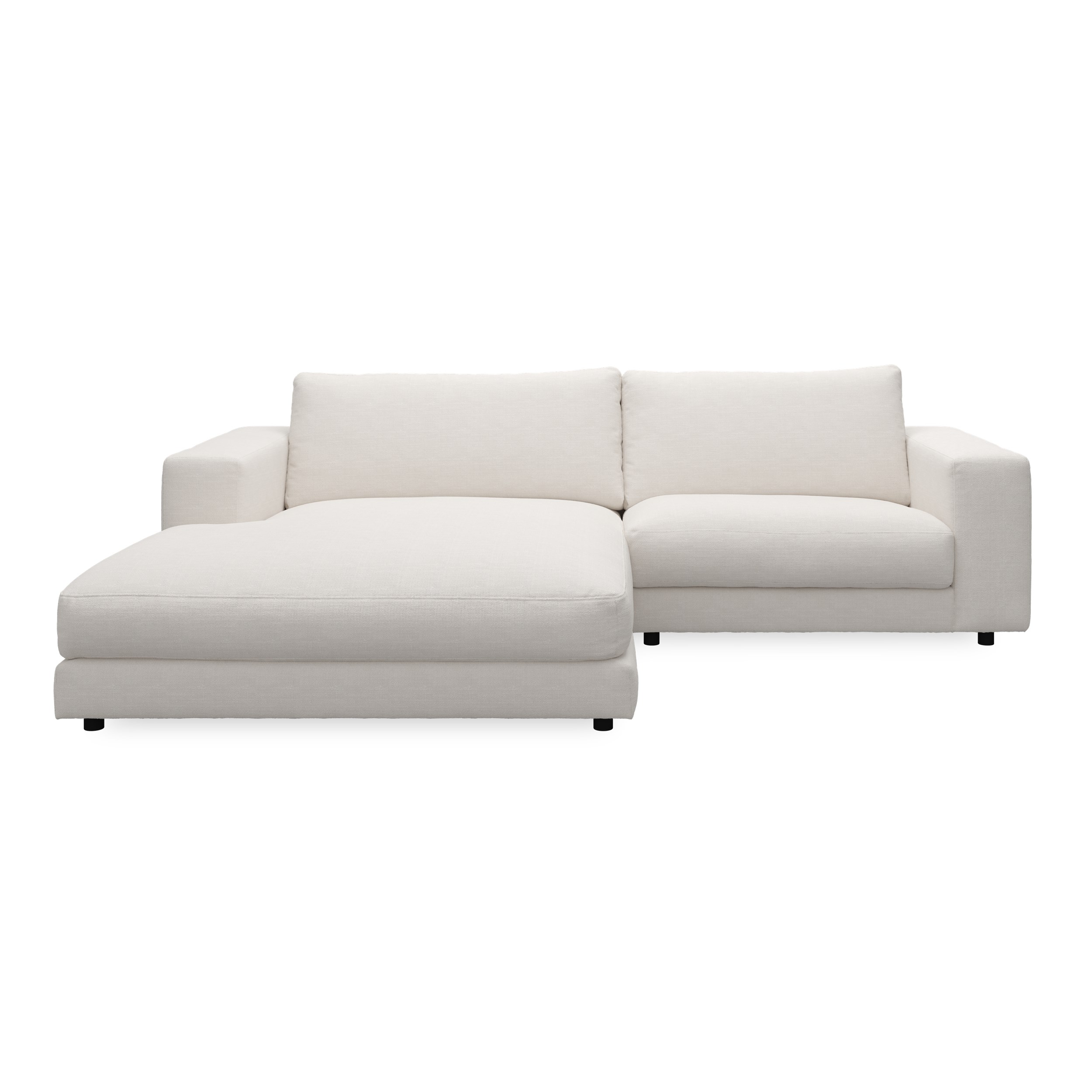 Bennent vänstervänd soffa med schäslong - Picasso Natur klädsel, ben i svart plast och S:skum/fib/din/sili R:Dun/skum