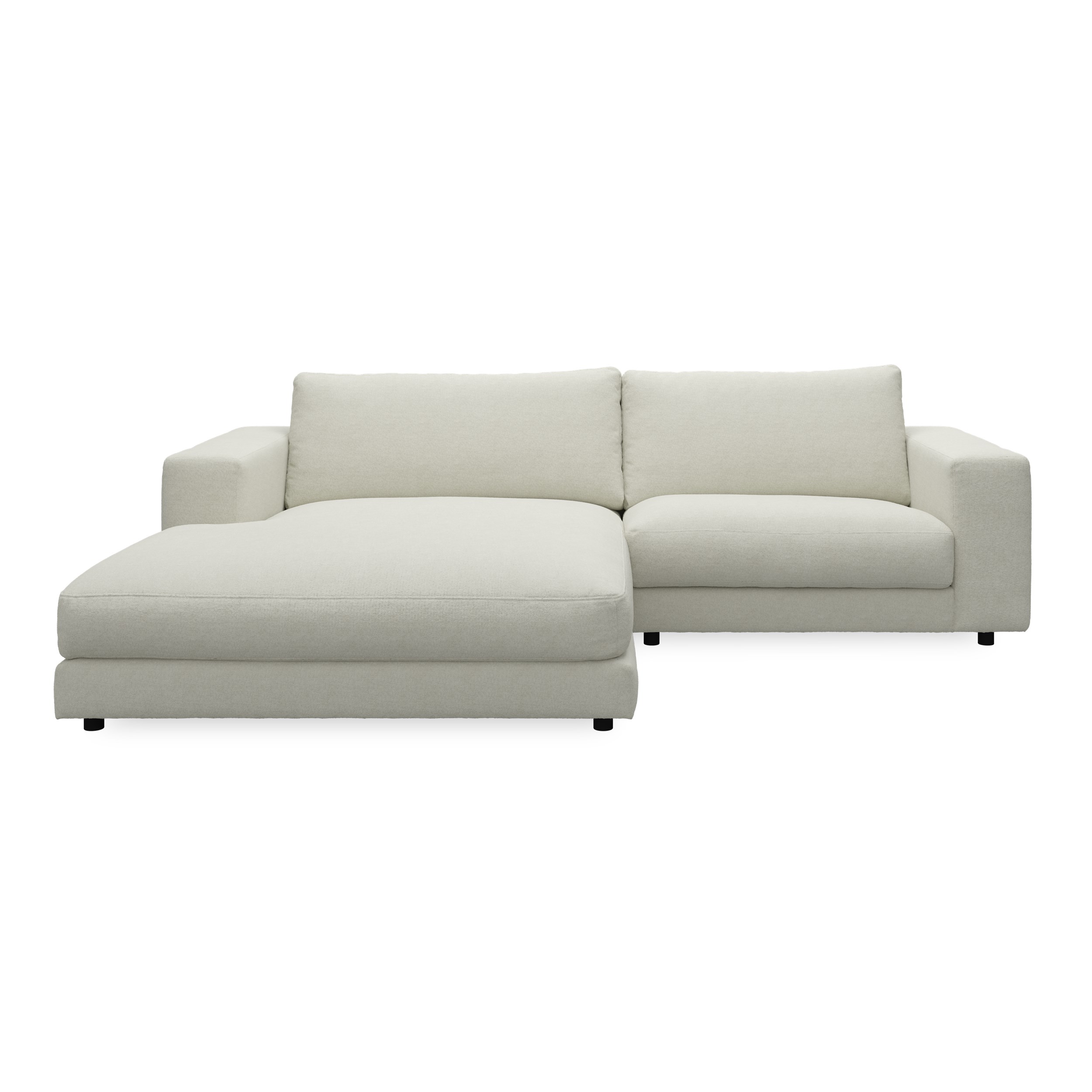 Bennent vänstervänd soffa med schäslong - Yelda Natur klädsel, ben i svart plast och S:skum/fib/din/sili R:Dun/skum
