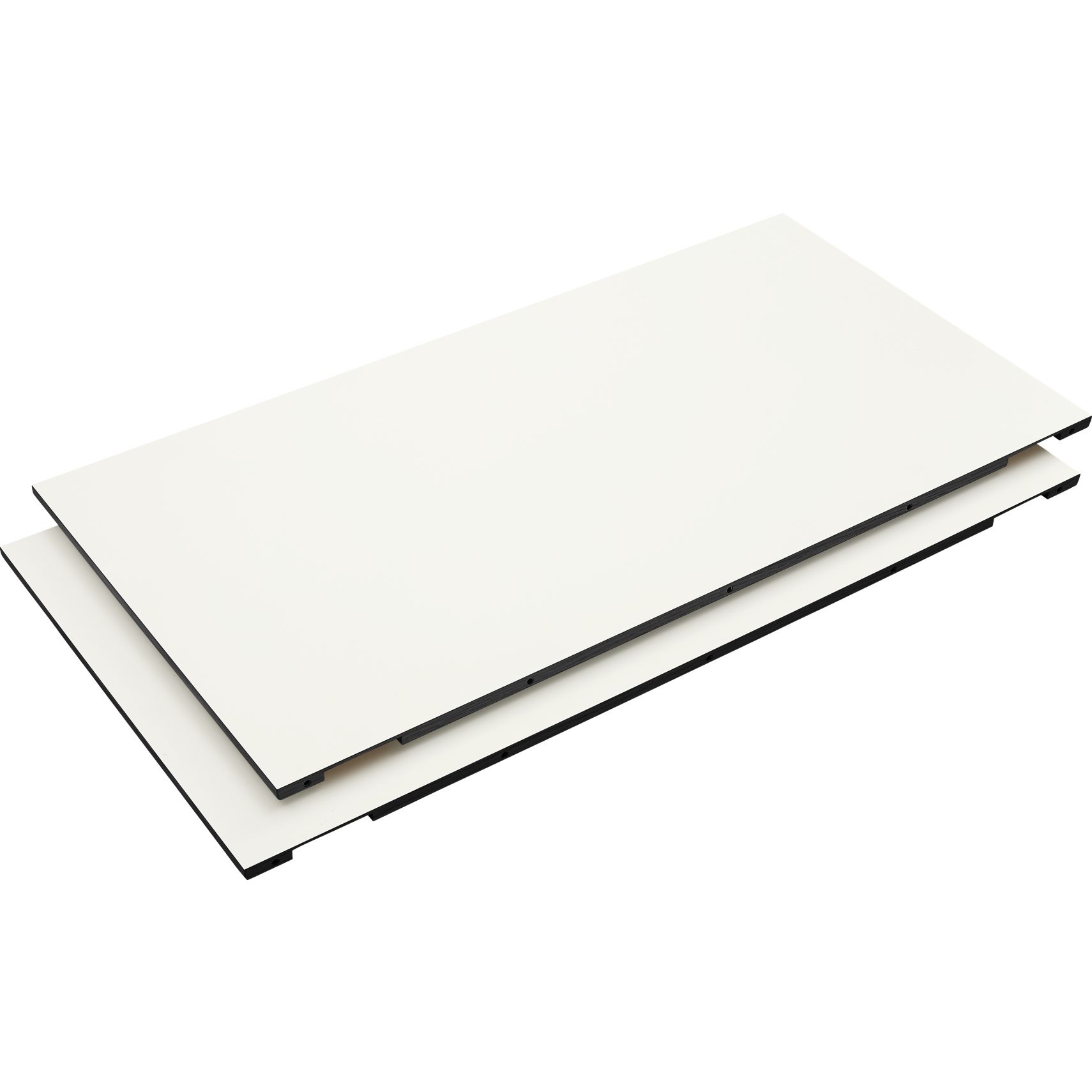 Big Iläggsplatta 51 x 1.5 x 100 cm - 101 White HPL laminat, kant i svartbetsad mattlackad ek och 2 st