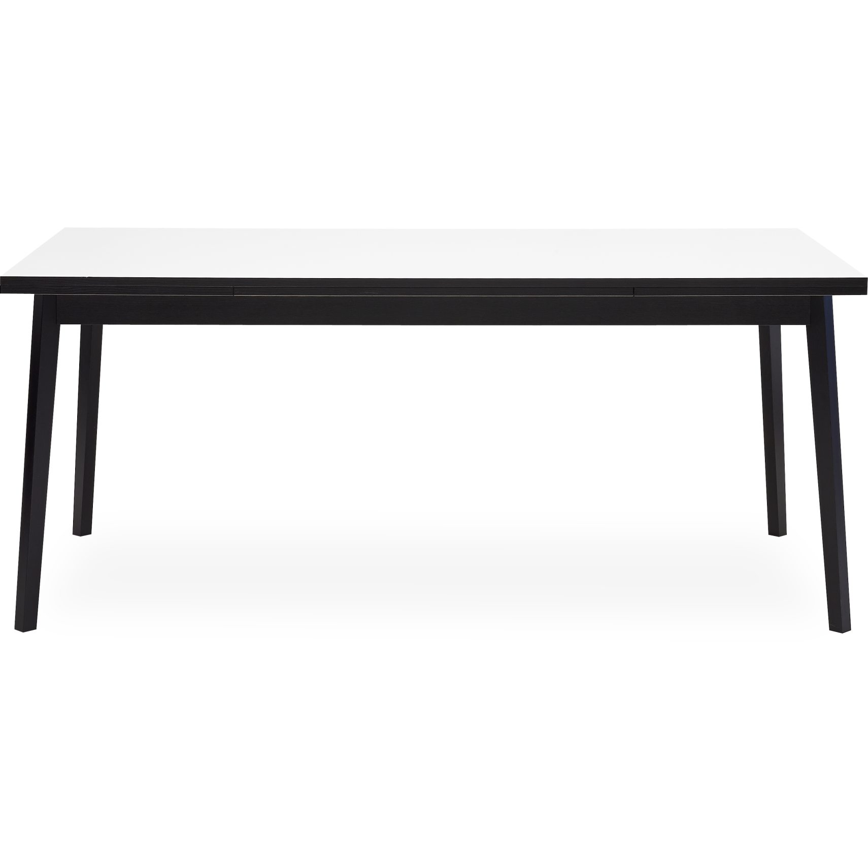 Single Matbord 180 x 90 x 76 cm - Vit melamin, svart kant och ben i svartbetsad ek