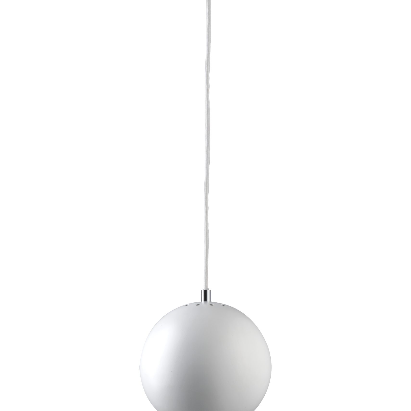 Ball pendellampa (liten) 18 cm - Matt vit metallskärm och vit textilsladd