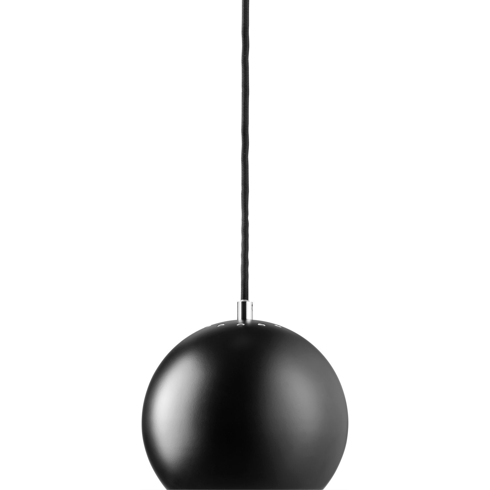 Ball pendellampa (liten) 18 cm - Matt svart metallskärm och svart textilsladd