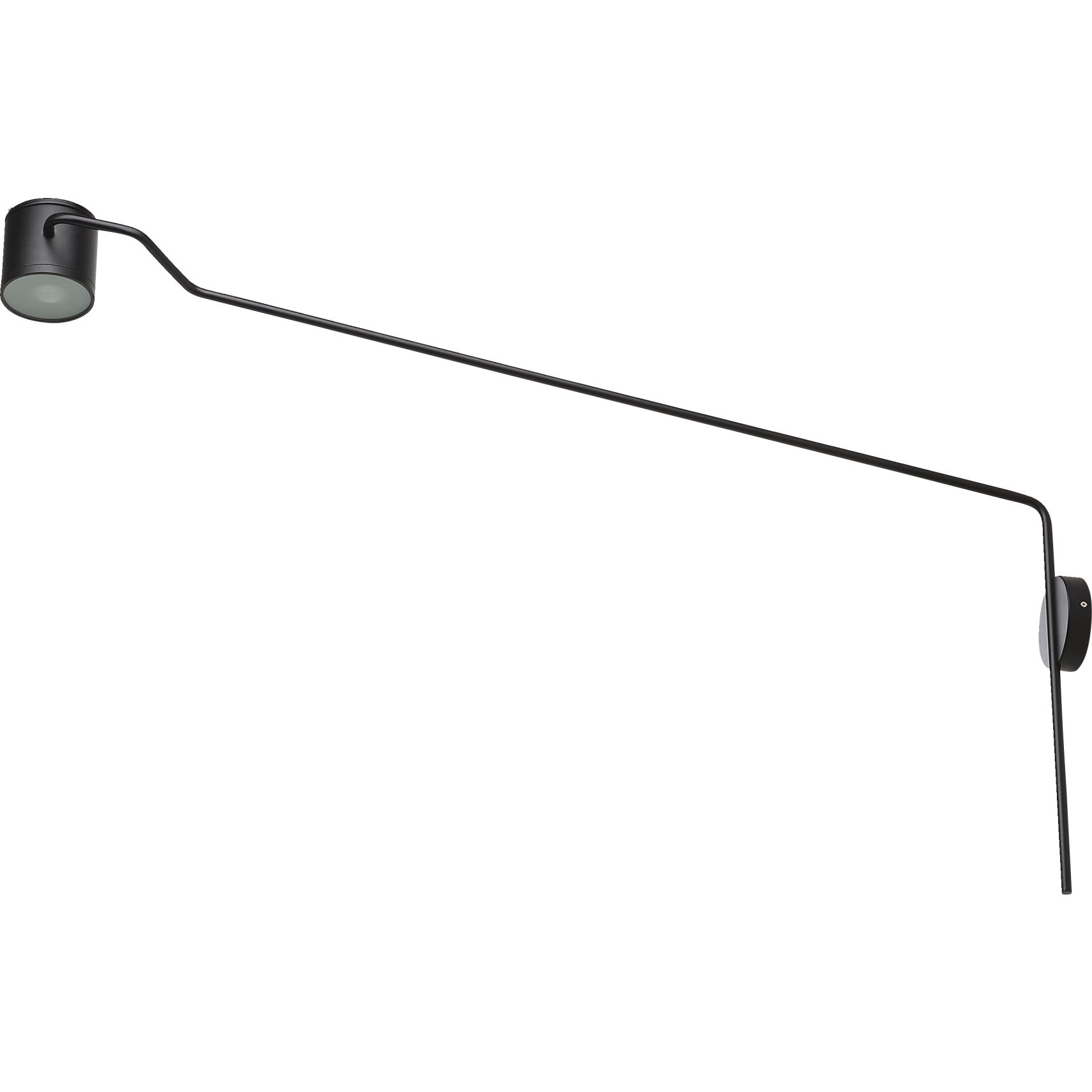FM SPOT Vägglampa 133 x 12 cm - Matt svart metallskärm och arm och svart textilsladd